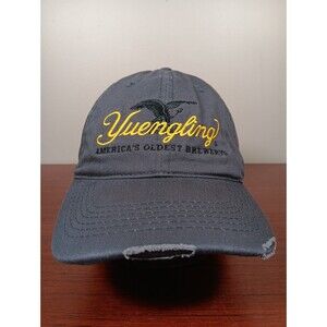 Yuengling Embroidered Hat Cap Gray Script Distressed 100% Cotton Unstructured